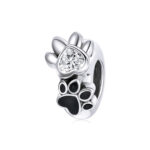 Dog Paw Enamel Stopper Charm 925 Sterling Silver