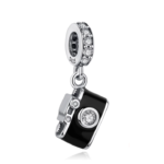 Vintage Enamel Camera Dangle Charm 925 Sterling Silver