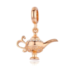 Rose Gold Sparkling Aladdin Lamp Charm in 925 Sterling Silver