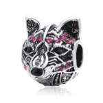 Wild Rhinestone Wolf Charm