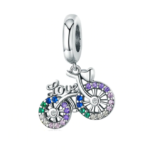 Beach Cruiser Love Crystallized Charm 925 Sterling Silver