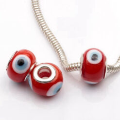 hot 9 pcs 14mm evil eye murano lampwork colored glaze 5mm big hole glass beads fit