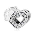 Nurse Halo Heart Charm 925 Sterling Silver