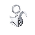 Modern Origami Swan Dangle Charm 925 Sterling Silver