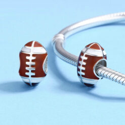 wostu fashion new 925 sterling silver american football sport ball charm beads fit charm bracelet diy 2