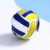 wostu popular 925 sterling silver volleyball love sport ball charm beads fit original charm bracelet diy