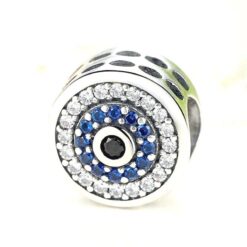 wostu wholesale 925 sterling silver samsara charm bead with blue cz fit original wst bracelet vintage 1
