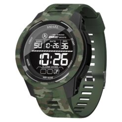 men's digital watch 46mm led display, rubber strap, stopwatch, alarm, water resistant
