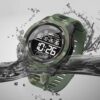 men's digital watch 46mm led display, rubber strap, stopwatch, alarm, water resistant
