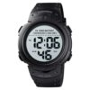 men's digital watch 47mm display, led screen with night light, chronograph, alarm, water resistant