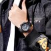 men's digital watch 47mm display, led screen with night light, chronograph, alarm, water resistant