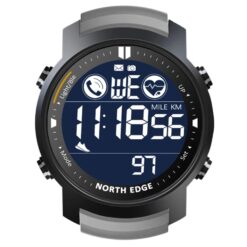men's digital watch silicone strap, 44mm hardlex crystal, backlight, alarm