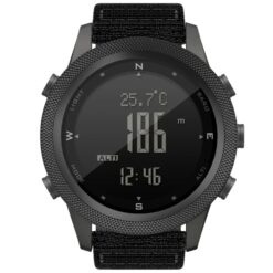 men's digital watch nylon strap, 46mm hardlex display, chronograph, alarm, temperature and pressure measurement