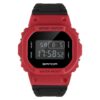 men's digital watch square case, 44mm acrylic display, stopwatch, chronograph, alarm, water resistant