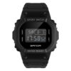men's digital watch square case, 44mm acrylic display, stopwatch, chronograph, alarm, water resistant
