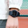 men's digital watch square case, 44mm acrylic display, stopwatch, chronograph, alarm, water resistant