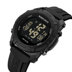 men's digital watch silicone strap, 45mm led display, alarm, water resistant