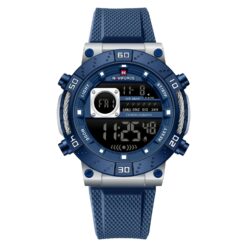 men's digital watch silicone strap, 46mm hardlex display, luminous, water resistant