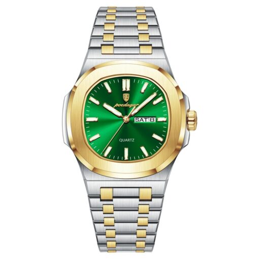 men's analog watch stainless steel strap, hardlex crystal, luminous, water resistant