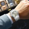 men's analog watch stainless steel strap, hardlex crystal, luminous, water resistant