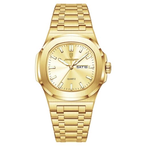 men's analog watch stainless steel strap, hardlex crystal, luminous, water resistant