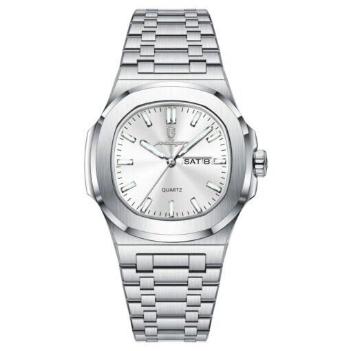 men's analog watch stainless steel strap, hardlex crystal, luminous, water resistant