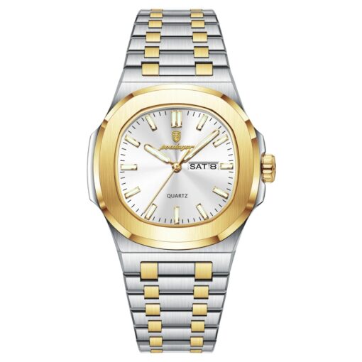 men's analog watch stainless steel strap, hardlex crystal, luminous, water resistant
