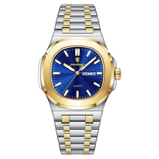 men's analog watch stainless steel strap, hardlex crystal, luminous, water resistant