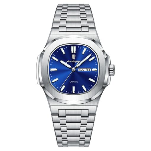 men's analog watch stainless steel strap, hardlex crystal, luminous, water resistant