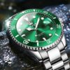 men's analog watch stainless steel strap, round dial, calendar, water resistant