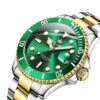 men's analog watch stainless steel strap, round dial, calendar, water resistant