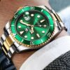men's analog watch stainless steel strap, round dial, calendar, water resistant
