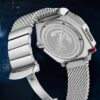 men's automatic analog watch stainless steel strap, 48mm dial, calendar, water resistant