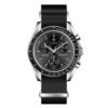 men's analog watch fabric strap, round dial with chronograph, luminous hands, water resistant