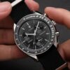 men's analog watch fabric strap, round dial with chronograph, luminous hands, water resistant