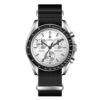 men's analog watch fabric strap, round dial with chronograph, luminous hands, water resistant