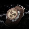 men's analog watch fabric strap, round dial with chronograph, luminous hands, water resistant