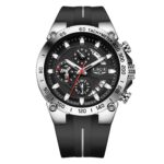 Men's Analog Watch - Silicone Strap, 49mm Dial, Stopwatch, Luminous Hands, Water Resistant
