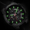 men's analog watch silicone strap, 49mm dial, stopwatch, luminous hands, water resistant