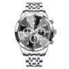 men's analog watch 24cm stainless steel strap, hardlex crystal, chronograph, luminous hands, water resistant