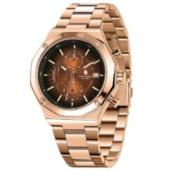 men's analog watch 24cm stainless steel strap, 44mm case, chronograph, water resistant