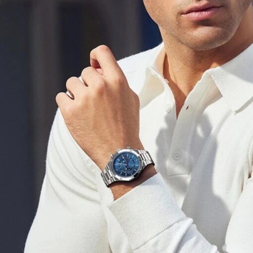 men's analog watch 24cm stainless steel strap, chronograph, water resistant