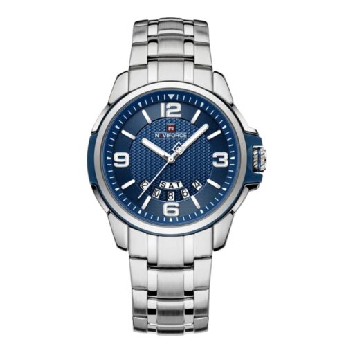men's analog watch – stainless steel strap, luminous hands, water resistant