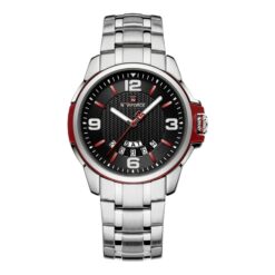 men's analog watch – stainless steel strap, luminous hands, water resistant