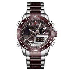 men's analog watch – stainless steel strap, luminous hands, water resistant