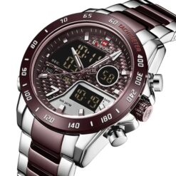 men's analog watch – stainless steel strap, luminous hands, water resistant