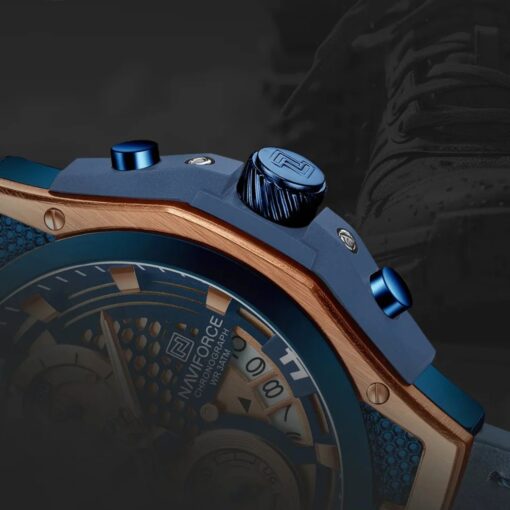 men's analog watch leather strap, 45mm hardlex crystal, led, chronograph, water resistant