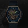 men's analog watch leather strap, 45mm hardlex crystal, led, chronograph, water resistant