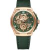 men's analog watch leather strap, 45mm hardlex crystal, led, chronograph, water resistant