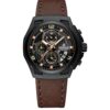 men's analog watch leather strap, 45mm hardlex crystal, led, chronograph, water resistant